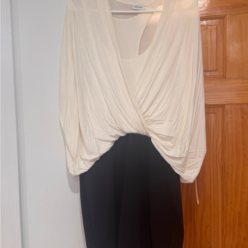 DKNY Two-Tone Draped Dress